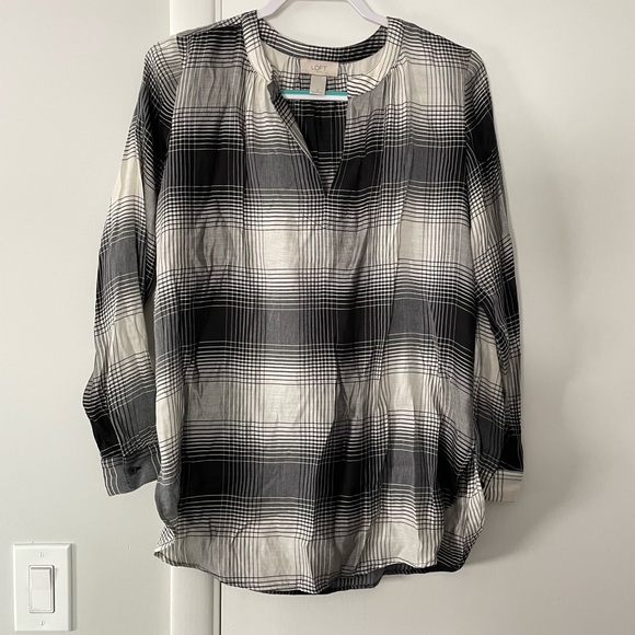 LOFT Tops - LOFT Black Plaid Tunic